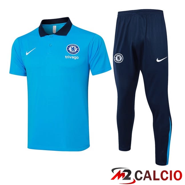 Insieme Maglia Polo FC Chelsea + Pantaloni Blu 2024/2025