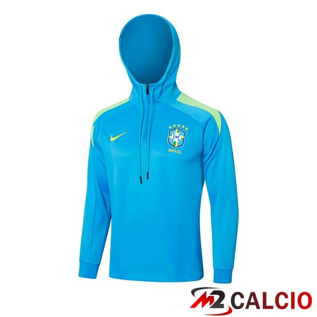 Felpa Con Cappuccio Brasile Blu 2024/2025