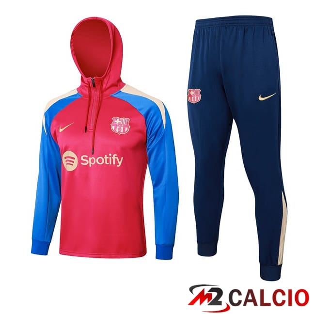 Tuta Calcio - Felpa Con Cappuccio FC Barcellona Rosso 2024/2025