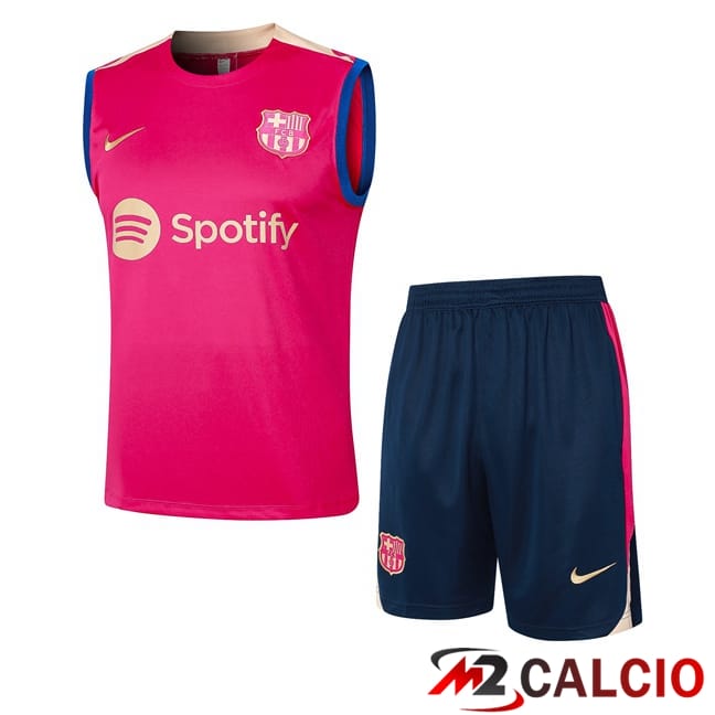Canotta Allenamento FC Barcellona + Pantaloncini Rosa 2024/2025