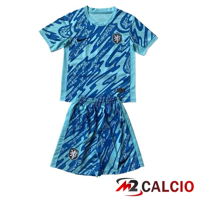 Maglie Calcio Paesi Bassi Bambino Portiere Azzurro UEFA Euro 2024