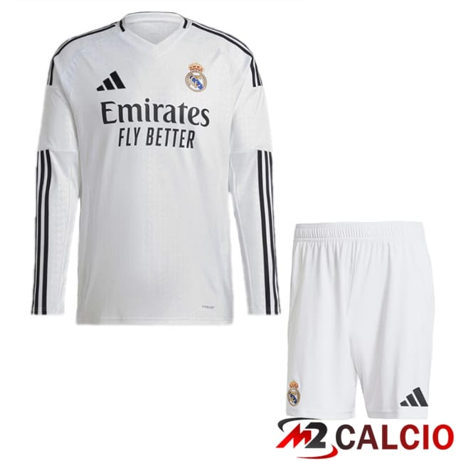 Maglie Calcio Real Madrid Bambino Prima Manica Lunga Bianco 2024/2025