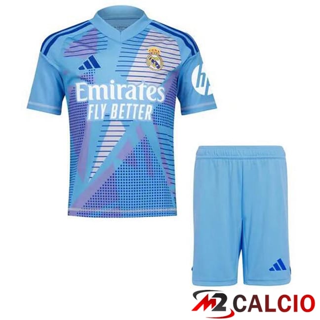 Maglie Calcio Real Madrid Bambino Portiere Blu 2024/2025