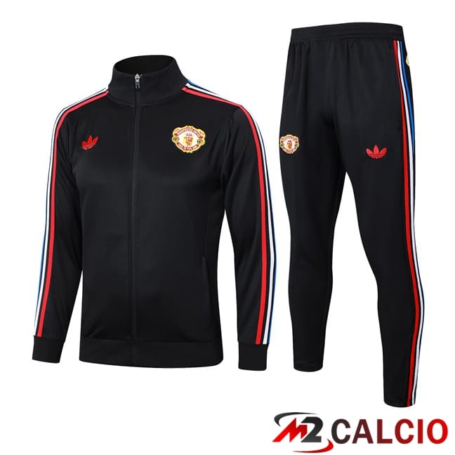 Insieme Tuta Calcio - Giacca Manchester United Nero 2024/2025