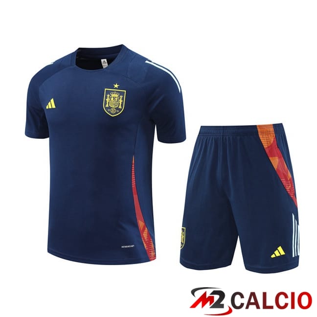 Insieme T Shirt Allenamento Spagna + Pantaloncini Blu Reale 2024/2025