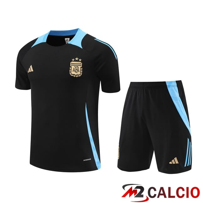 Insieme T Shirt Allenamento Argentina + Pantaloncini Nero 2024/2025