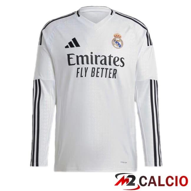 Maglie Calcio Real Madrid Prima Manica Lunga Bianco 2024/2025