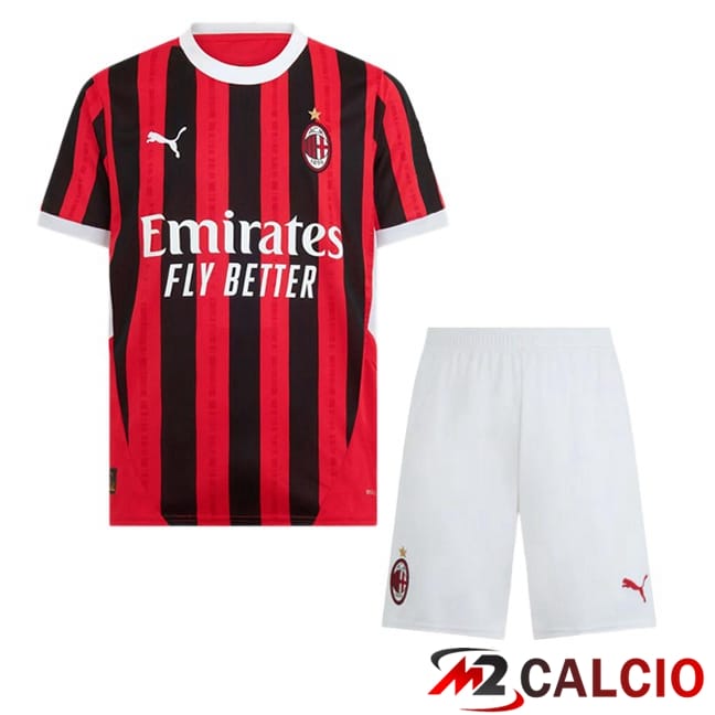 Maglie Calcio AC Milan Bambino Prima Rosso Nero 2024/2025