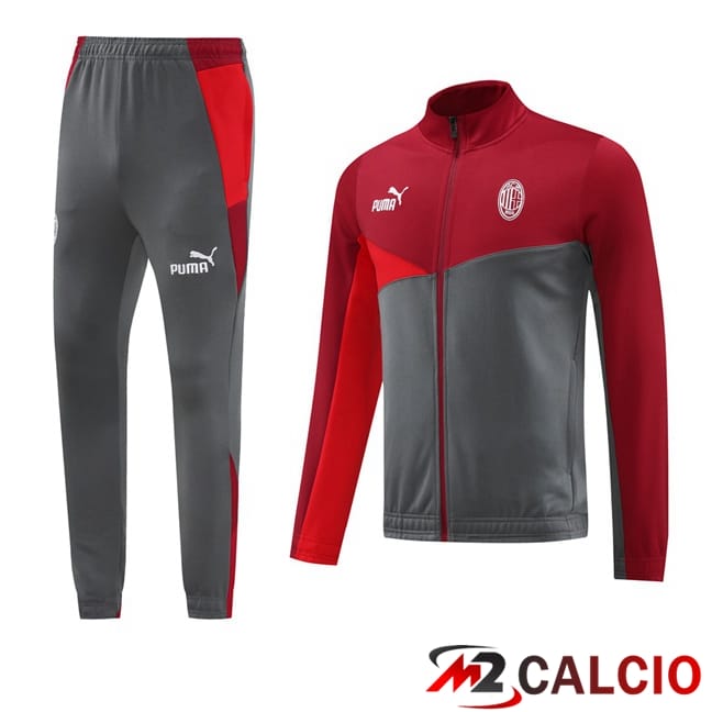 Insieme Tuta Calcio - Giacca AC Milan Rosso Grigio 2024/2025