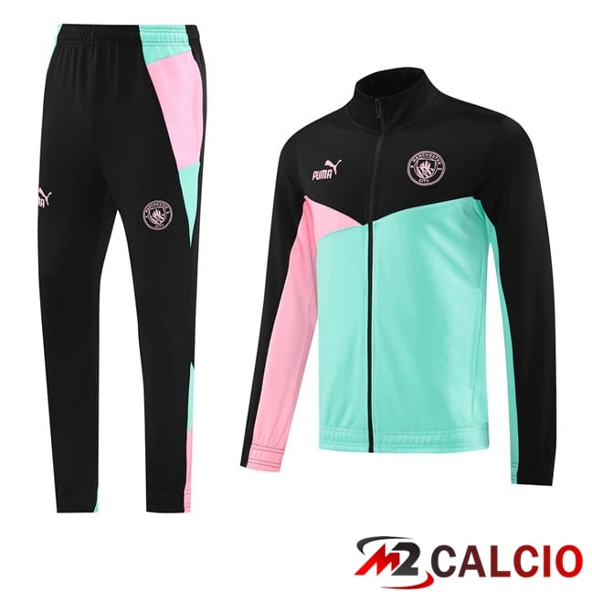 Insieme Tuta Calcio - Giacca Manchester City Rosa Verde 2024/2025
