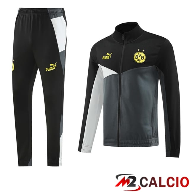 Insieme Tuta Calcio - Giacca Dortmund BVB Nero Grigio 2024/2025