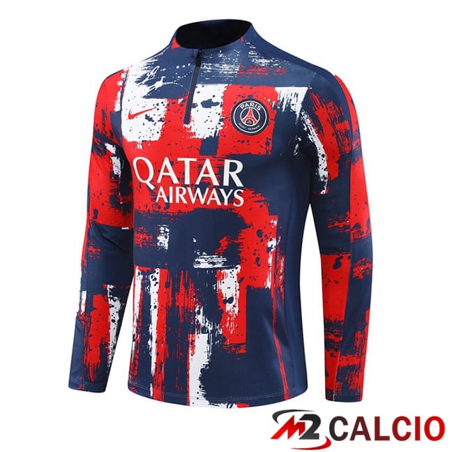 Felpa Allenamento Paris PSG Rosso Blu 2024/2025