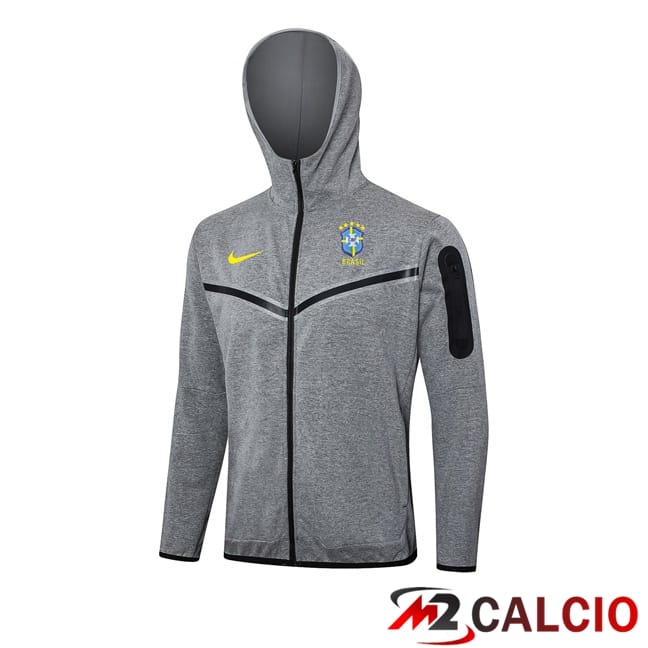 Felpa Con Cappuccio Brasile Grigio 2024/2025