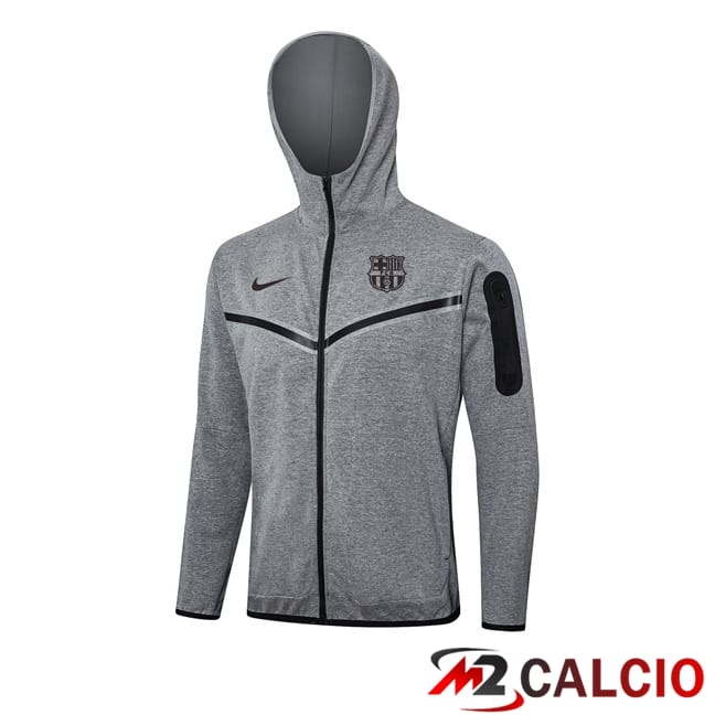 Felpa Con Cappuccio FC Barcellona Grigio 2024/2025