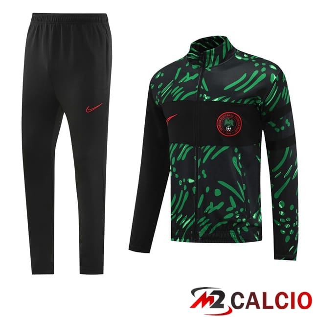 Insieme Tuta Calcio - Giacca Nigeria Nero Verde 2024/2025