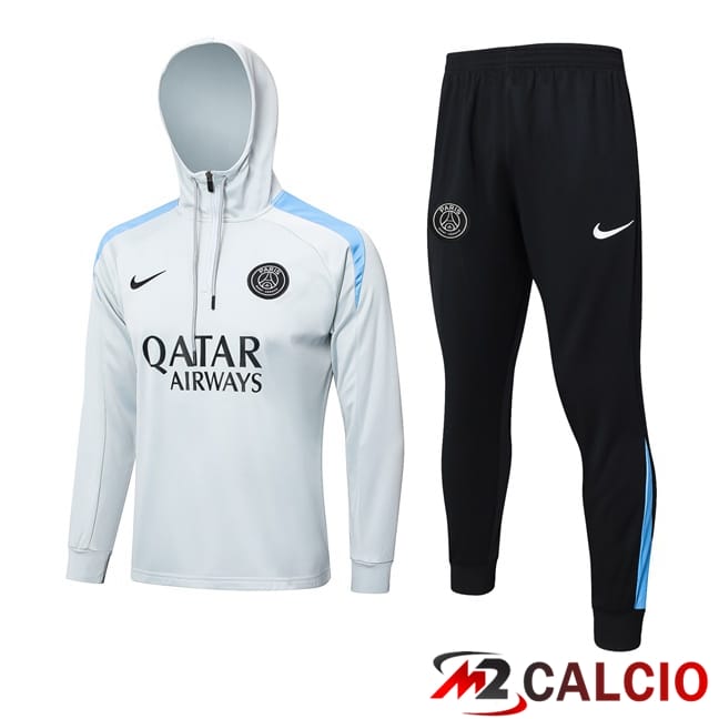 Tuta Calcio - Felpa Con Cappuccio Paris PSG Bianco 2024/2025