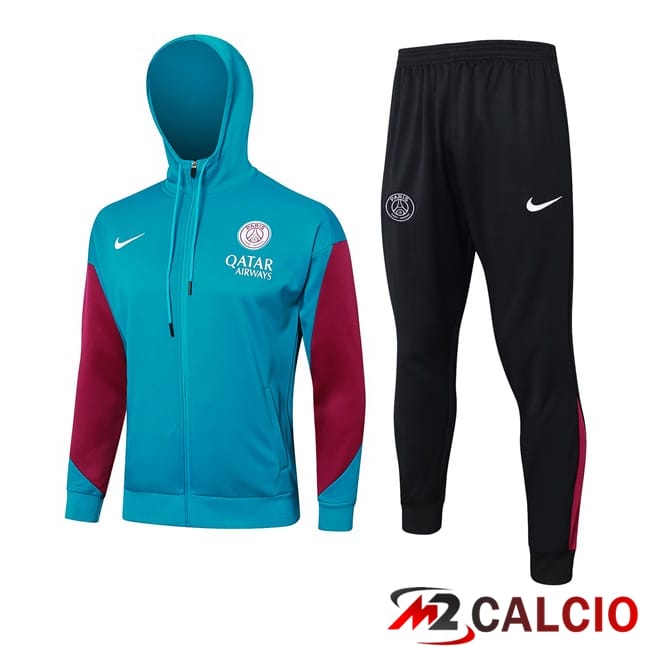 Tuta Calcio - Felpa Con Cappuccio Paris PSG Verde 2024/2025