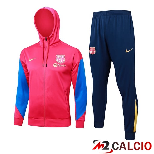 Tuta Calcio - Felpa Con Cappuccio FC Barcellona Rosso 2024/2025