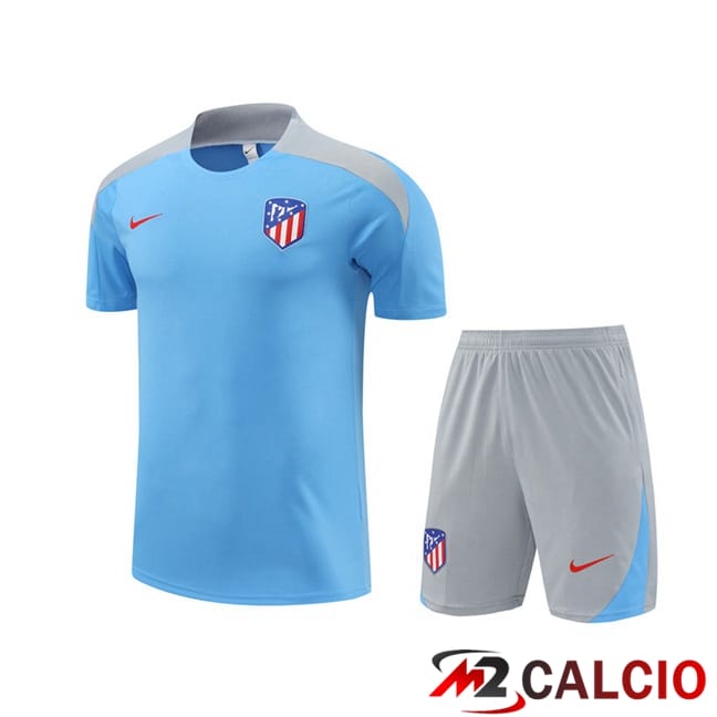 Insieme T Shirt Allenamento Atletico Madrid + Pantaloncini Blu 2024/2025
