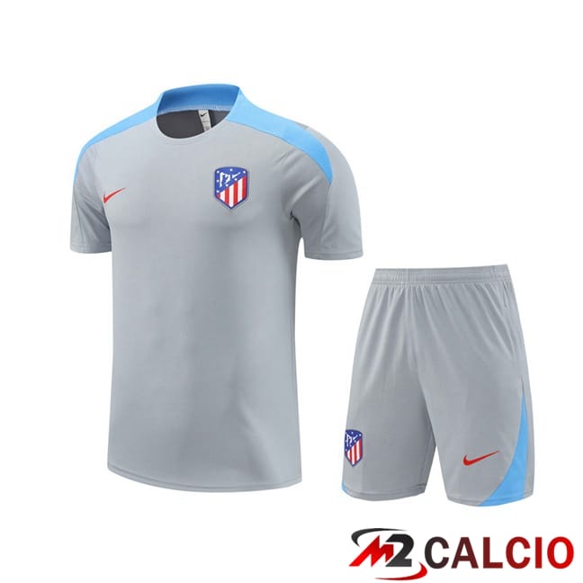 Insieme T Shirt Allenamento Atletico Madrid + Pantaloncini Grigio 2024/2025