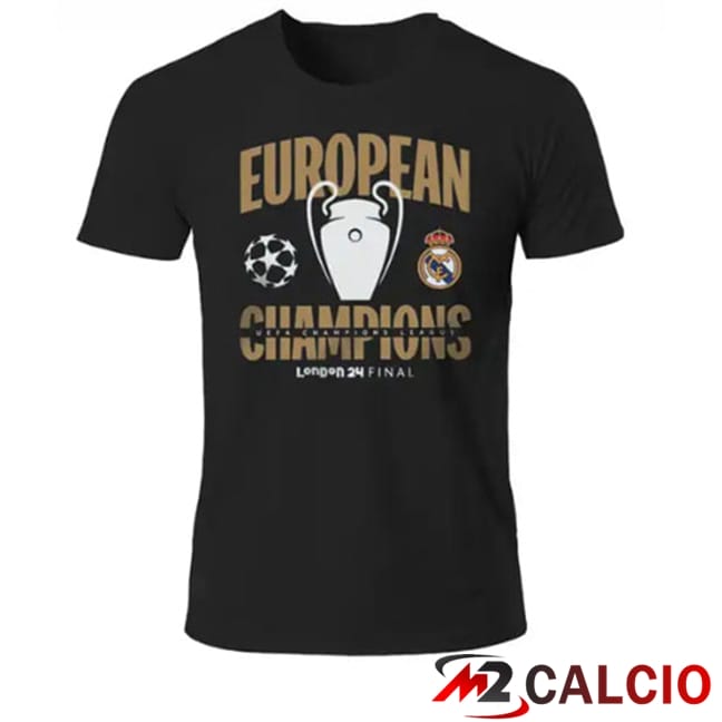 Maglie Calcio Real Madrid T-Shirt Champions 15 Nero 2024/2025