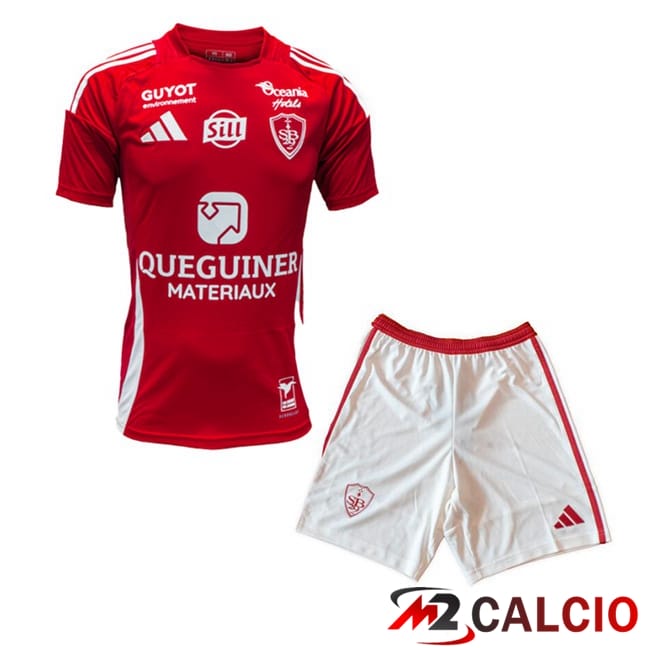 Maglie Calcio Stade Brestois Bambino Prima Rosso 2024/2025