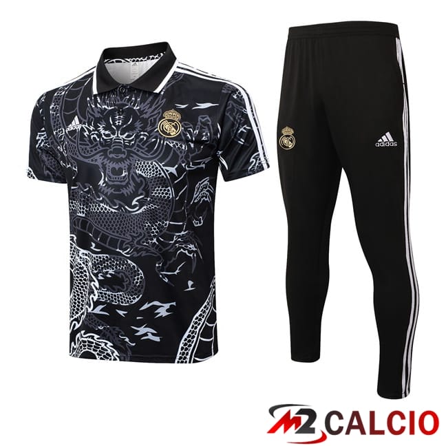 Insieme Polo Real Madrid + Pantaloni Nero 2024/2025