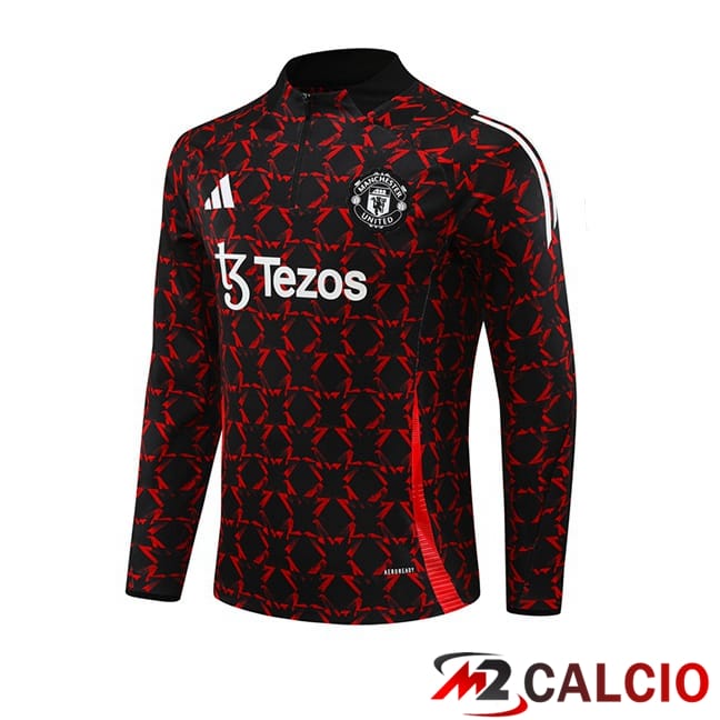 Felpa Allenamento Manchester United Nero Rosso 2024/2025