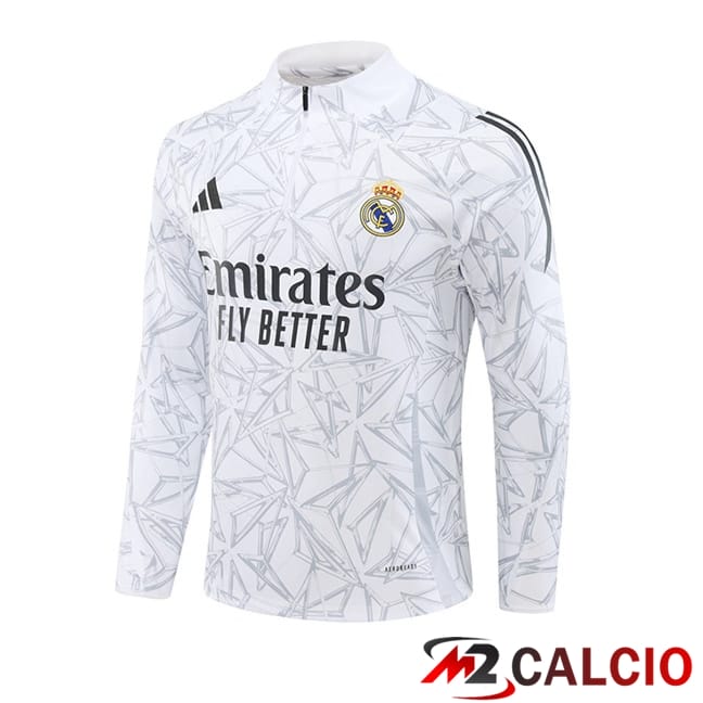 Felpa Allenamento Real Madrid Bianco 2024/2025