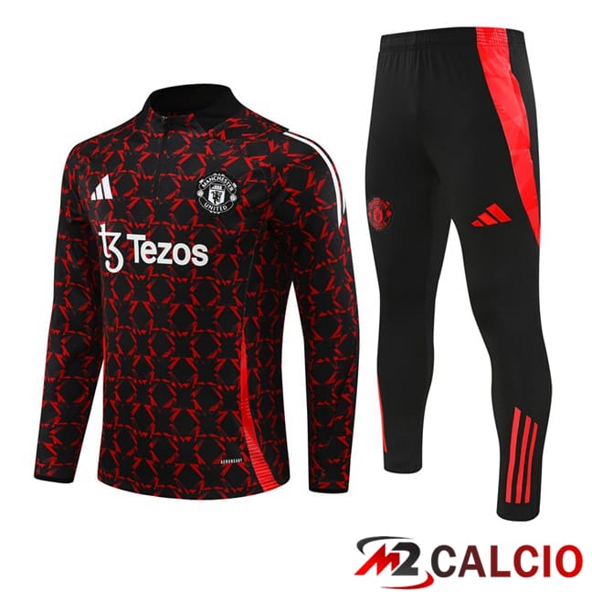Insieme Tuta Calcio Manchester United Nero Rosso 2024/2025