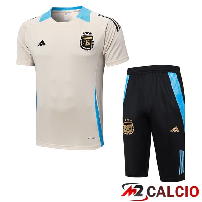 Insieme T Shirt Allenamento Argentina + Pantaloncini Giallo 2024/2025