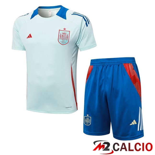 Insieme T Shirt Allenamento Spagna + Pantaloncini Blu 2024/2025