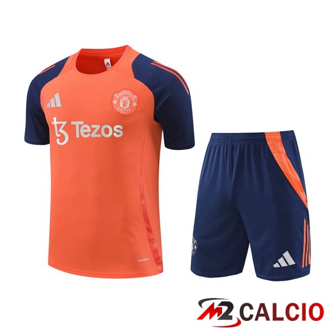 Insieme T Shirt Allenamento Manchester United + Pantaloncini Arancia 2024/2025