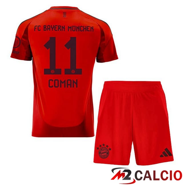 Maglie Calcio Bayern Monaco (Coman 11) Bambino Prima Rosso 2024/2025