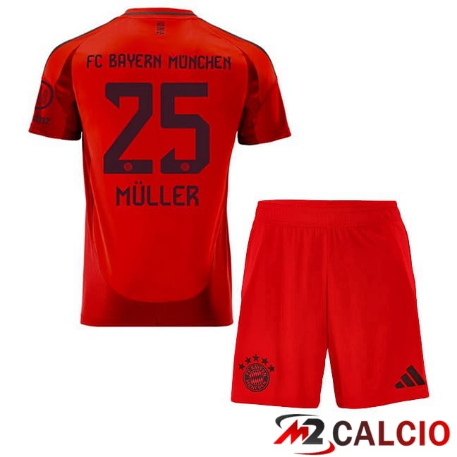 Maglie Calcio Bayern Monaco (Müller 25) Bambino Prima Rosso 2024/2025