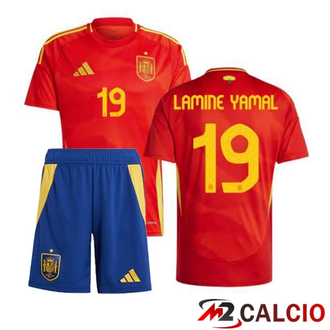 Maglia Nazionale Spagna (LAMINE YAMAL 19) Bambino Prima Rosso 2024/2025
