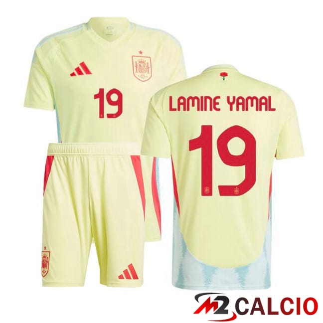 Maglia Nazionale Spagna (LAMINE YAMAL 19) Bambino Seconda Giallo 2024/2025