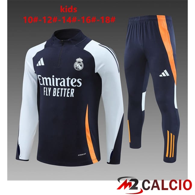 Insieme Tuta Calcio Real Madrid Bambino Blu Reale Bianco 2024/2025