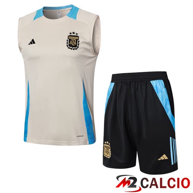 Canotta Allenamento Argentina + Pantaloncini Giallo 2024/2025