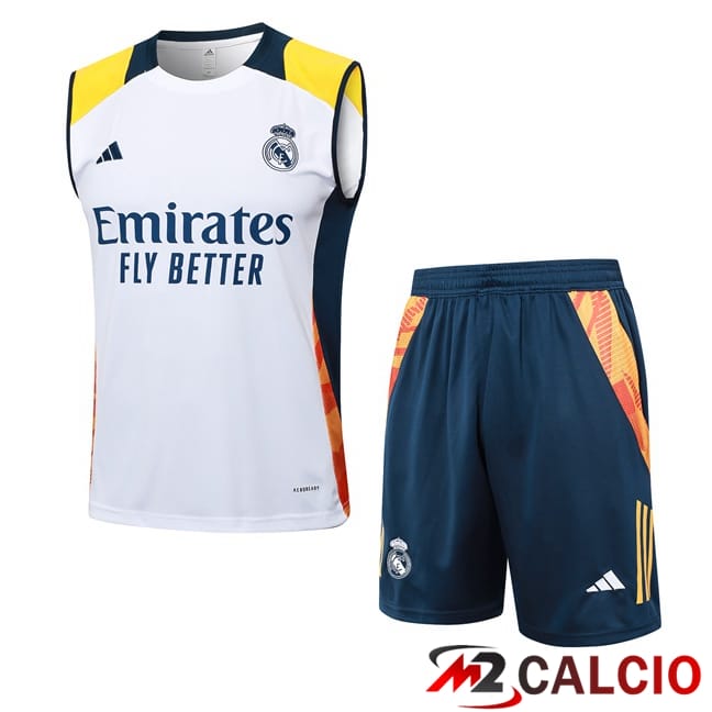 Canotta Allenamento Real Madrid + Pantaloncini Bianco 2024/2025