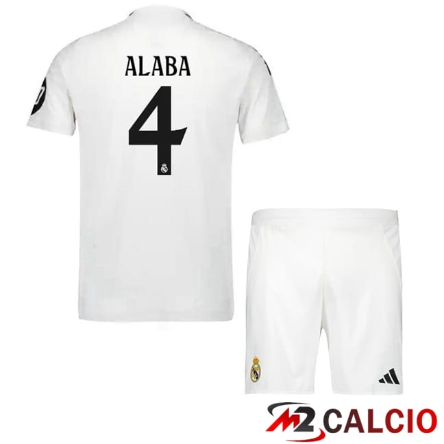Maglie Calcio Real Madrid (Alaba 4) Bambino Prima Bianco 2024/2025