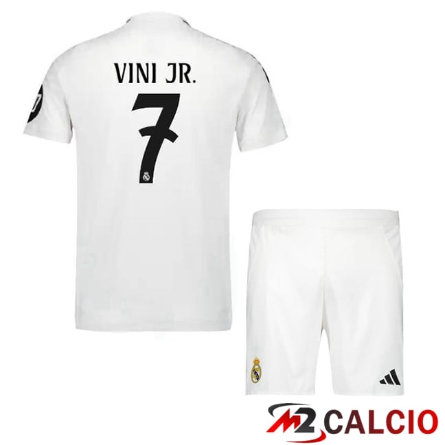 Maglie Calcio Real Madrid (Vini Jr. 7) Bambino Prima Bianco 2024/2025