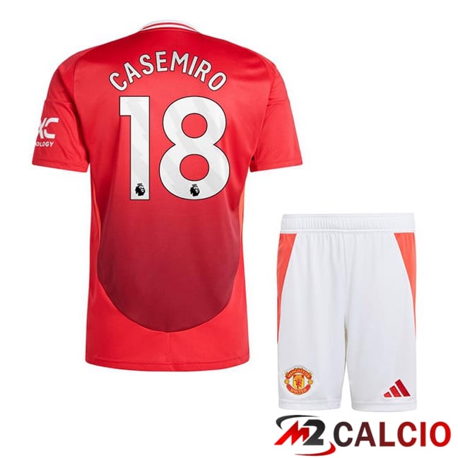 Maglie Calcio Manchester United (Casemiro 18) Bambino Prima Rosso 2024/2025