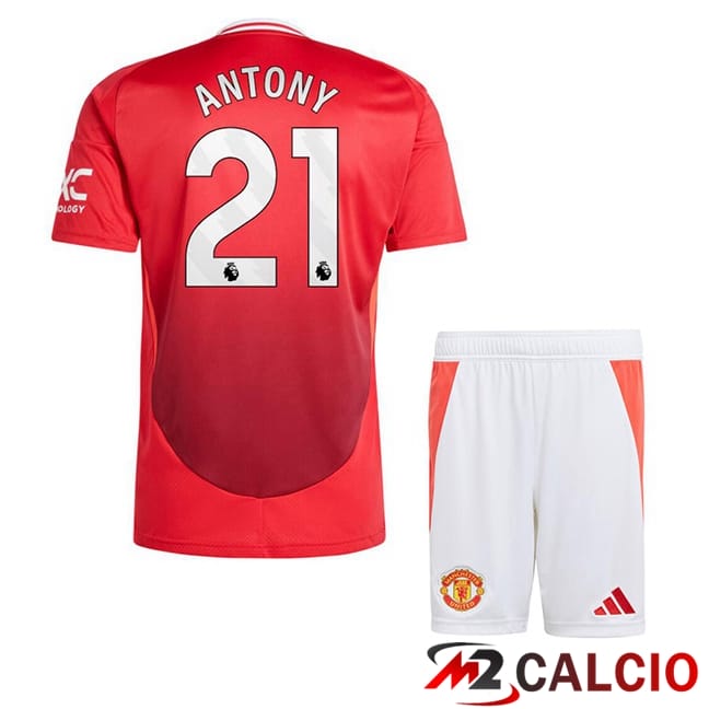 Maglie Calcio Manchester United (Antony 21) Bambino Prima Rosso 2024/2025