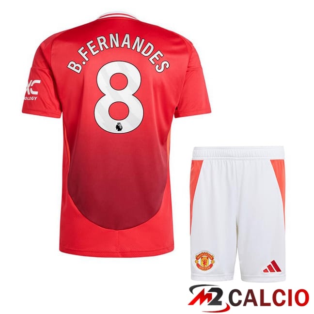 Maglie Calcio Manchester United (B.Fernandes 8) Bambino Prima Rosso 2024/2025