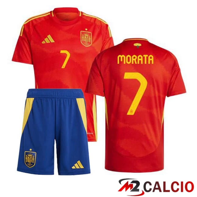 Maglia Nazionale Spagna (MORATA 7) Bambino Prima Rosso UEFA Euro 2024