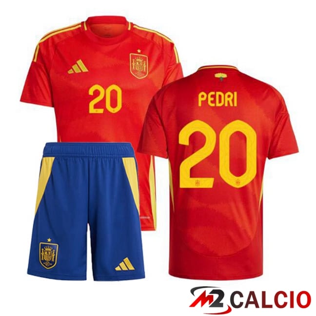 Maglia Nazionale Spagna (PEDRI 20) Bambino Prima Rosso UEFA Euro 2024