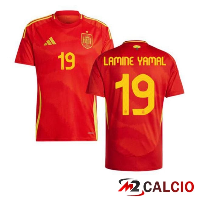 Maglia Nazionale Spagna (LAMINE YAMAL 19) Prima Rosso UEFA Euro 2024