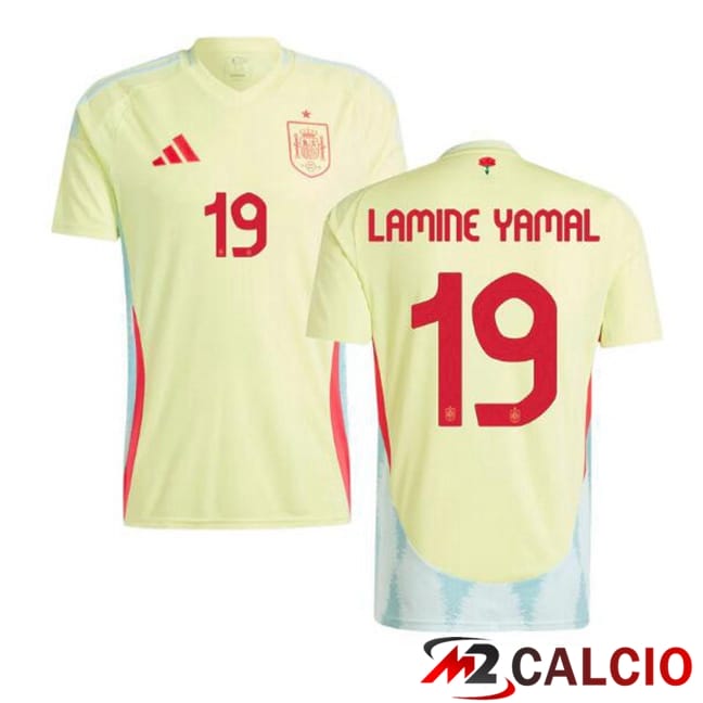 Maglia Nazionale Spagna (LAMINE YAMAL 19) Seconda Giallo UEFA Euro 2024