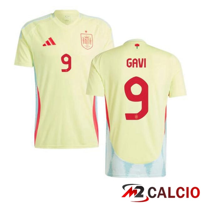 Maglia Nazionale Spagna (GAVI 9) Seconda Giallo UEFA Euro 2024